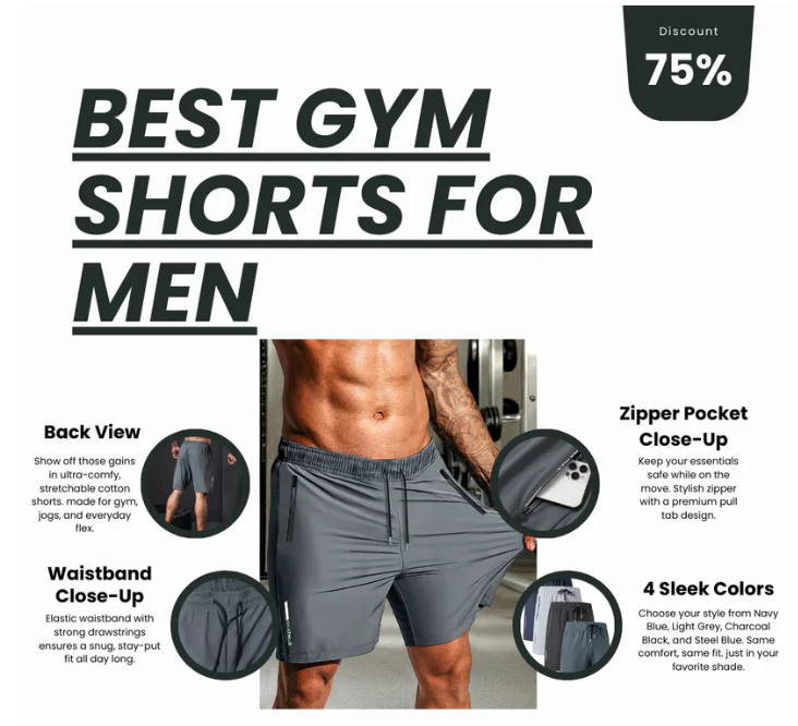 Combo of 4 Men's Stretchable Cotton Shorts
